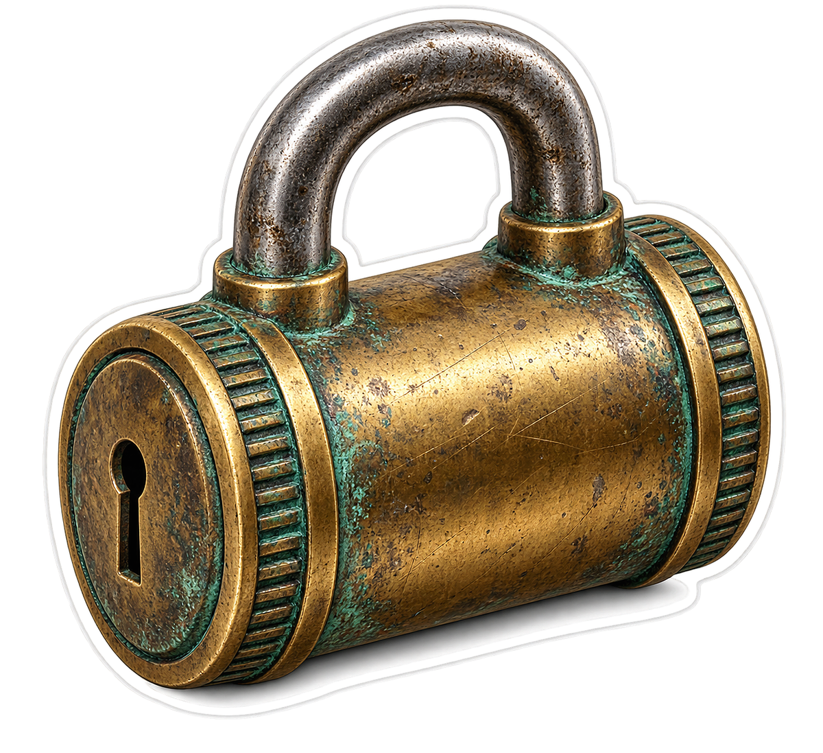 Historical Lock Mechanisms Marine Barrel Padlock Vinyl Sticker Decal