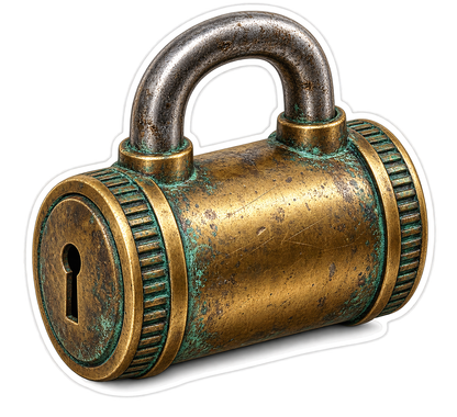 Historical Lock Mechanisms Marine Barrel Padlock Vinyl Sticker Decal