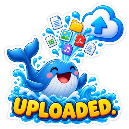 Uploaded Whale Splashing Files into Cloud Vinyl Sticker Decal