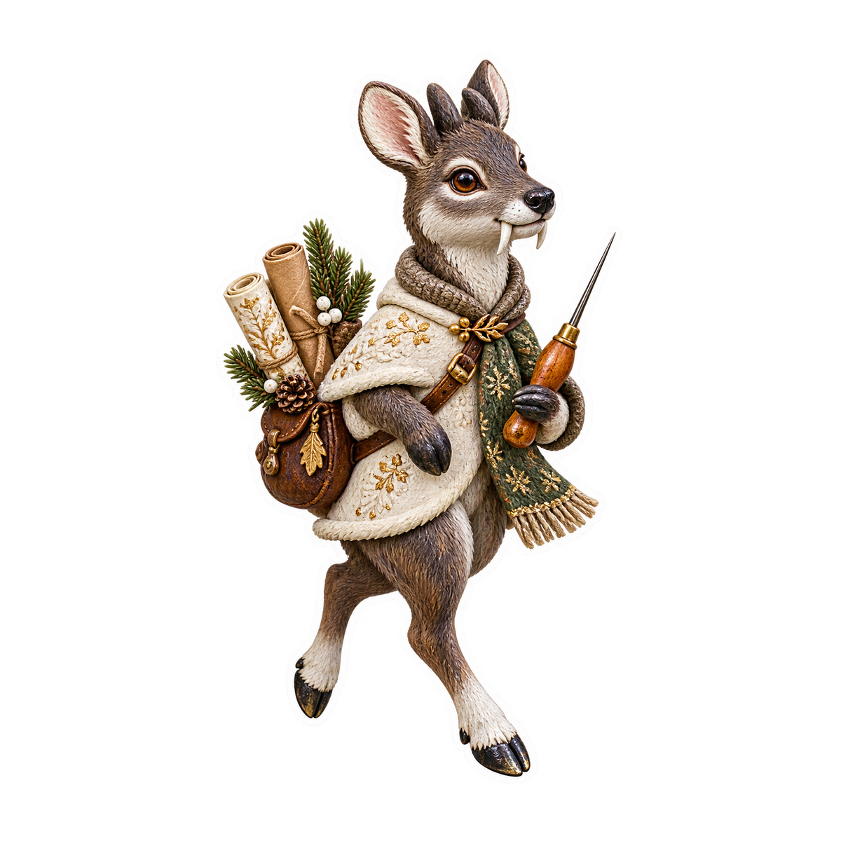 Gesso Relief Musk Deer Gift Wrap Awl Keeper Vinyl Sticker Decal