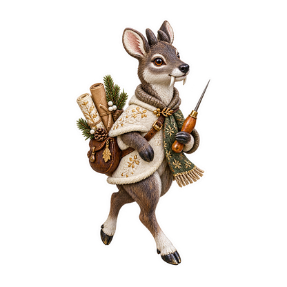 Gesso Relief Musk Deer Gift Wrap Awl Keeper Vinyl Sticker Decal