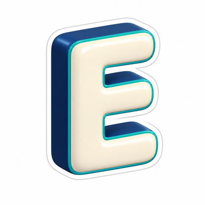 Uppercase Letter E In Cream Vinyl Sticker Decal