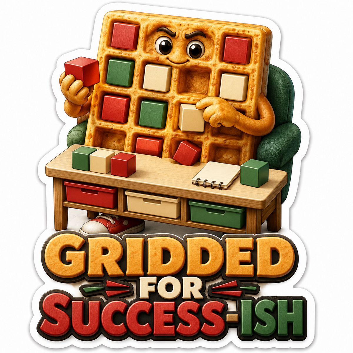 Gridded Success Waffle Vinyl Sticker Decal