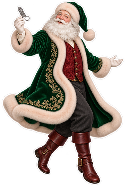 Santa Victorian Silver Dance Card Clip Vinyl Sticker Decal