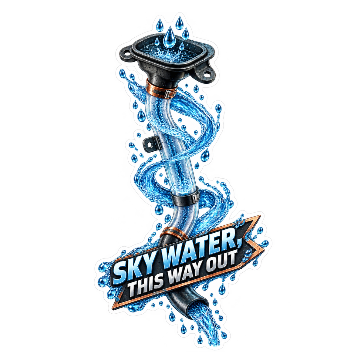 Sunroof Drain Sky Water Vinyl Sticker Decal