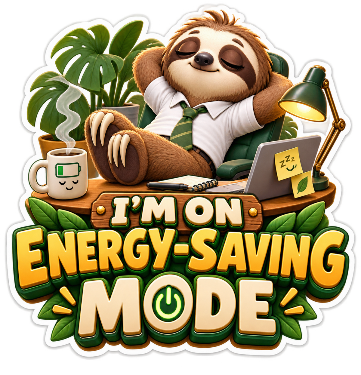 Energy Saving Mode Relaxing Sloth Vinyl Sticker Decal