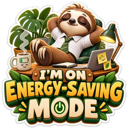 Energy Saving Mode Relaxing Sloth Vinyl Sticker Decal