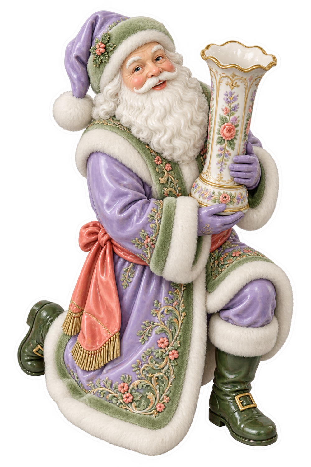 Santa Victorian Porcelain Hat Pin Holder Vinyl Sticker Decal