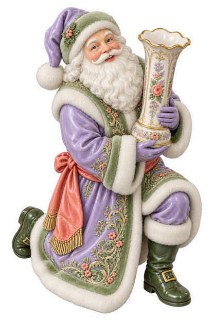 Santa Victorian Porcelain Hat Pin Holder Vinyl Sticker Decal
