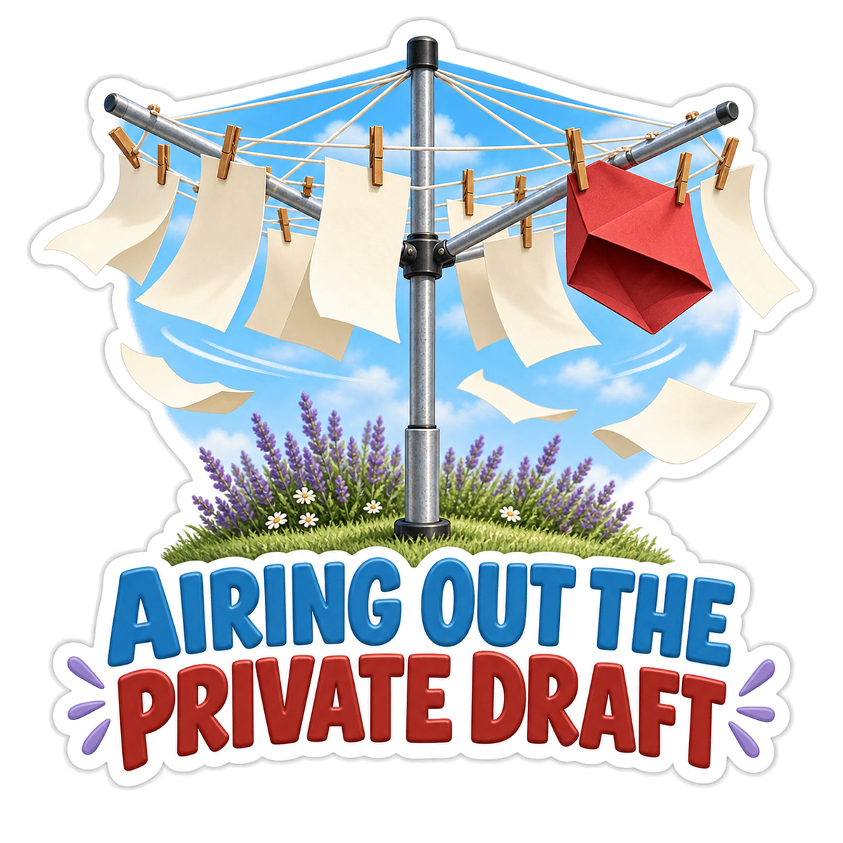 Airing Private Draft Rotary Clothesline Vinyl Sticker Decal