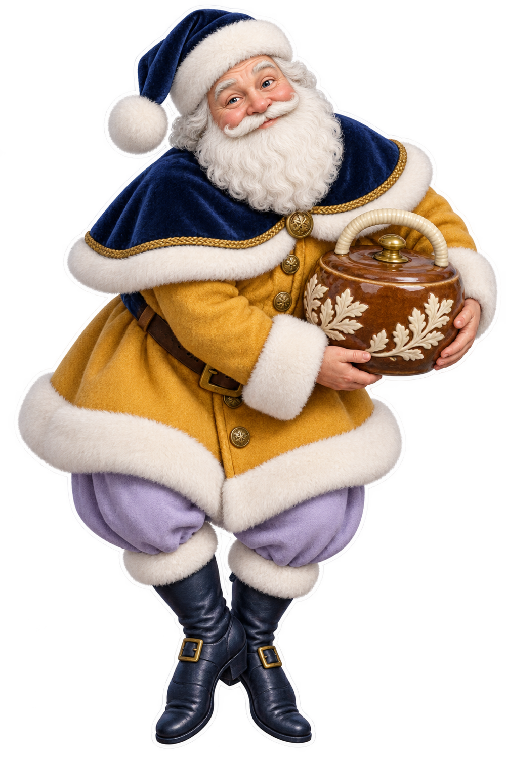 Santa Victorian Glazed Stoneware Foot Warmer Vinyl Sticker Decal