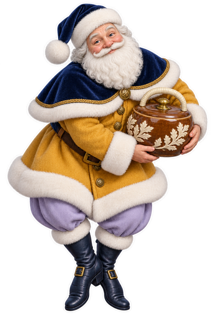 Santa Victorian Glazed Stoneware Foot Warmer Vinyl Sticker Decal