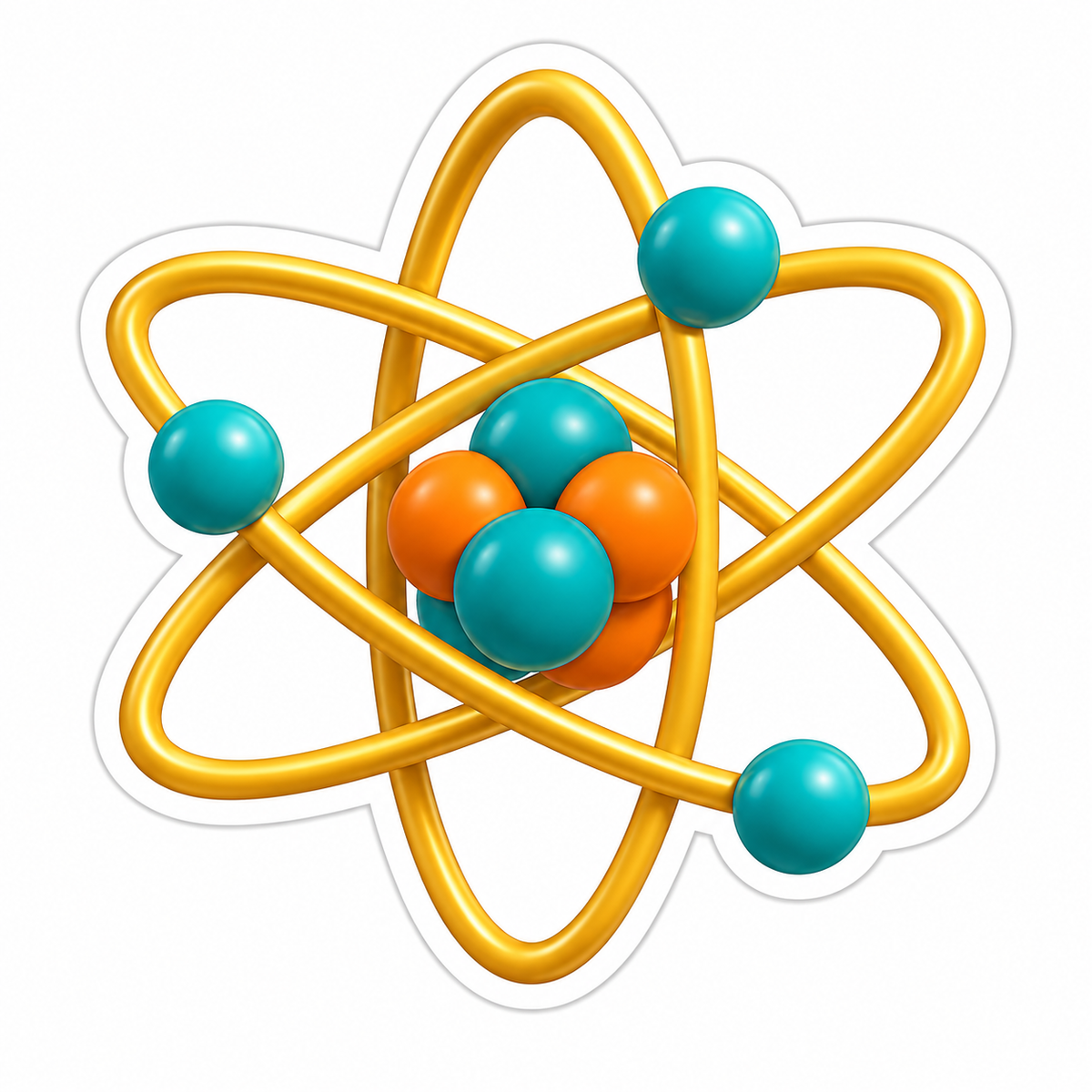 Toy-Like Atomic Model Of Teal And Orange Balls Vinyl Sticker Decal