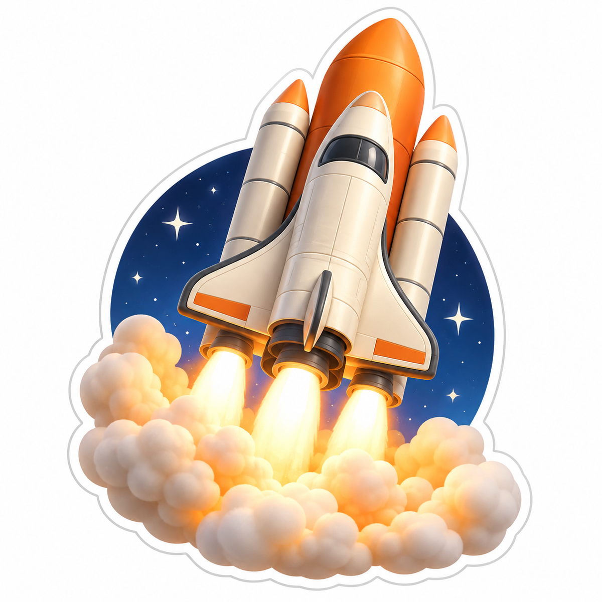 Cream Orange Space Shuttle Launching Vinyl Sticker Decal