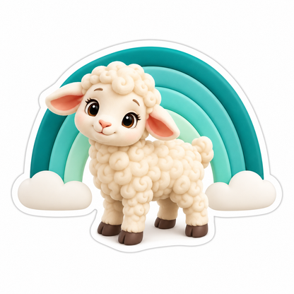 Cream Curly Wool Lamb Vinyl Sticker Decal