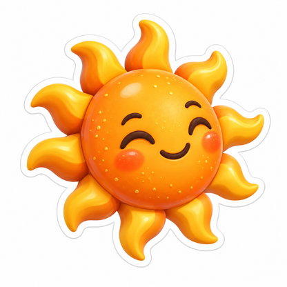 Orange Sun Disk With Gold Freckles And Wavy Rays Vinyl Sticker Decal