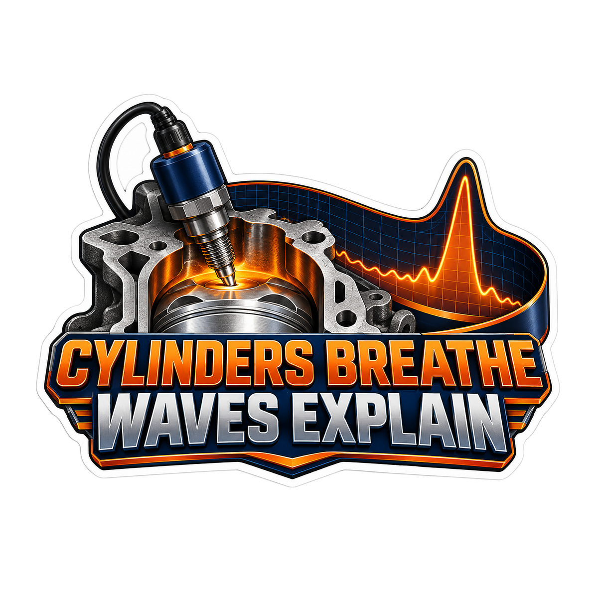 In Cylinder Pressure Waveform Transducer Vinyl Sticker Decal
