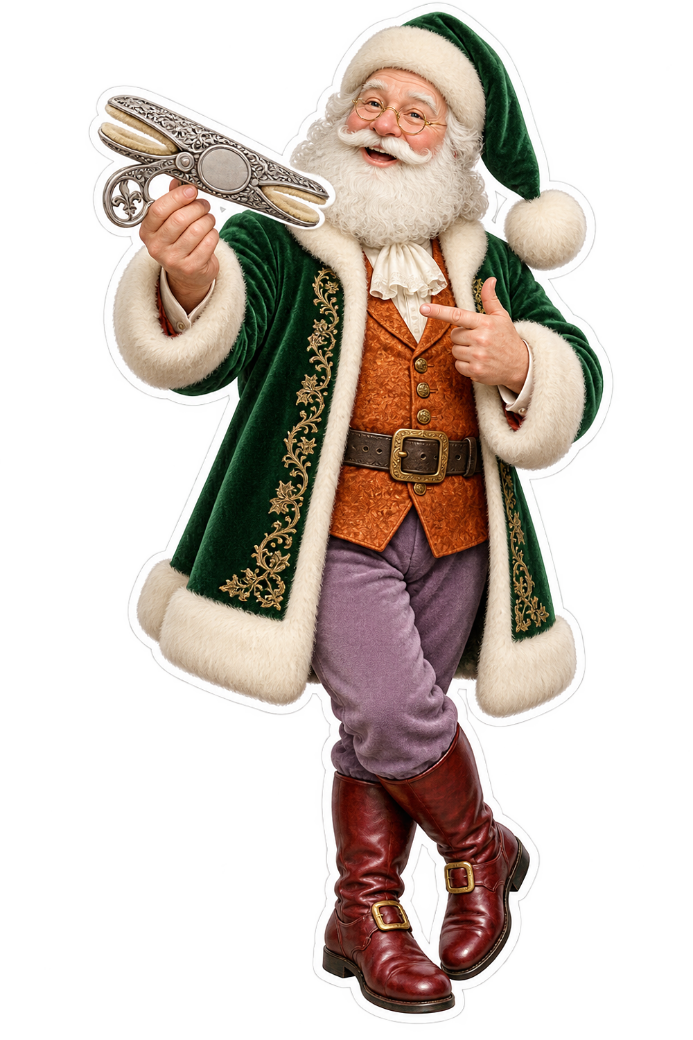 Santa Antique Silver Cravat Pin Cleaner Vinyl Sticker Decal