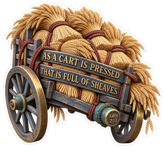 Bible Amos 2 13 Cart Sheaves Vinyl Sticker Decal