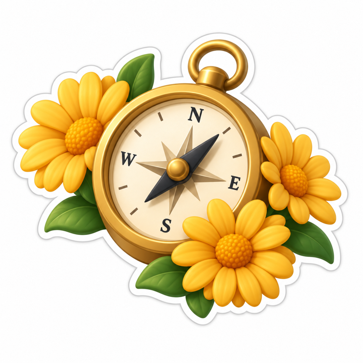 Cream Compass Face Vinyl Sticker Decal