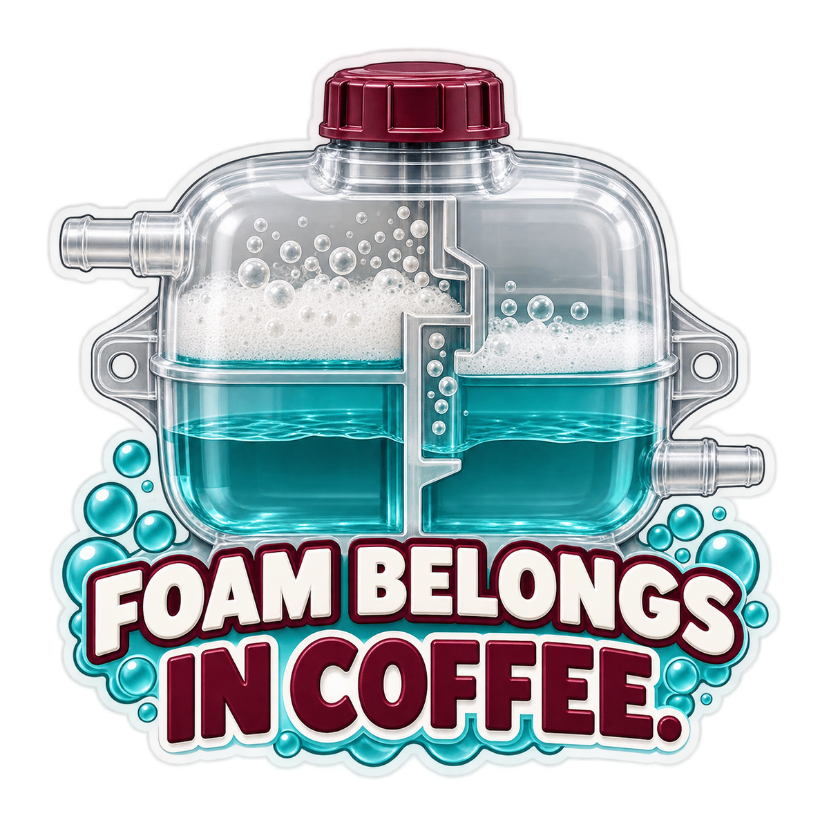 Coolant Degas Bottle Baffle Vinyl Sticker Decal