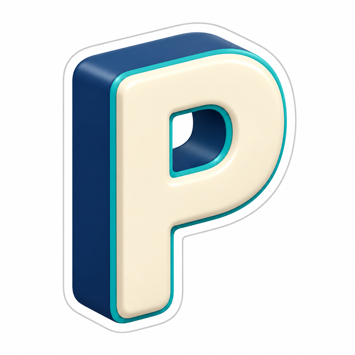 Uppercase Letter P In Cream Vinyl Sticker Decal