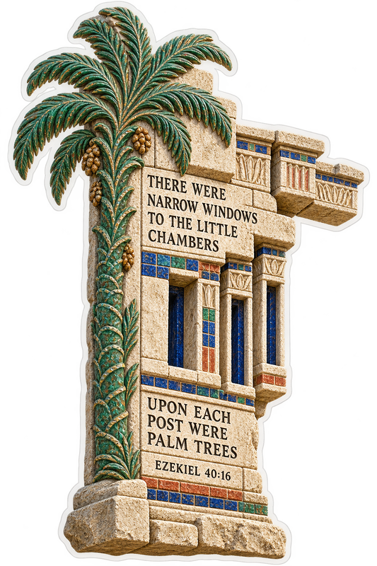 Bible Ezekiel 40 16 Narrow Windows Palm Post Vinyl Sticker Decal