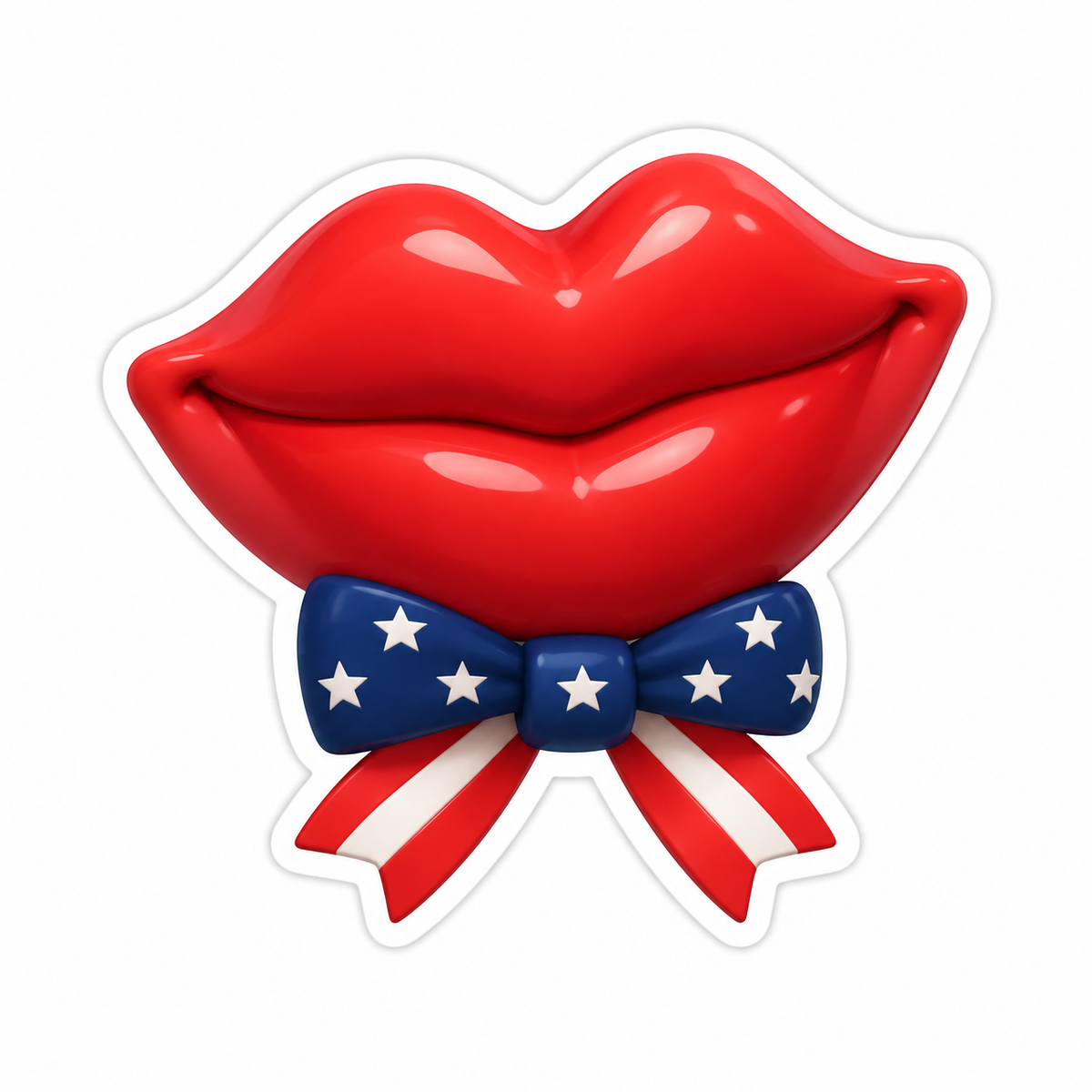 Smiling Red Lips With Closed-Mouth Curved Smile Vinyl Sticker Decal