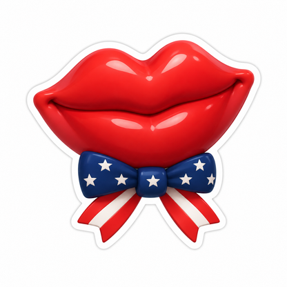 Smiling Red Lips With Closed-Mouth Curved Smile Vinyl Sticker Decal