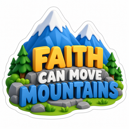 Faith Can Move Mountains Blue Vinyl Sticker Decal