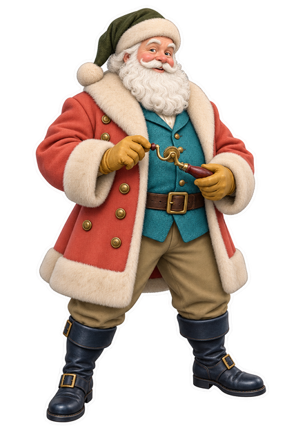 Santa Antique Brass Spectacle Lens Groover Vinyl Sticker Decal