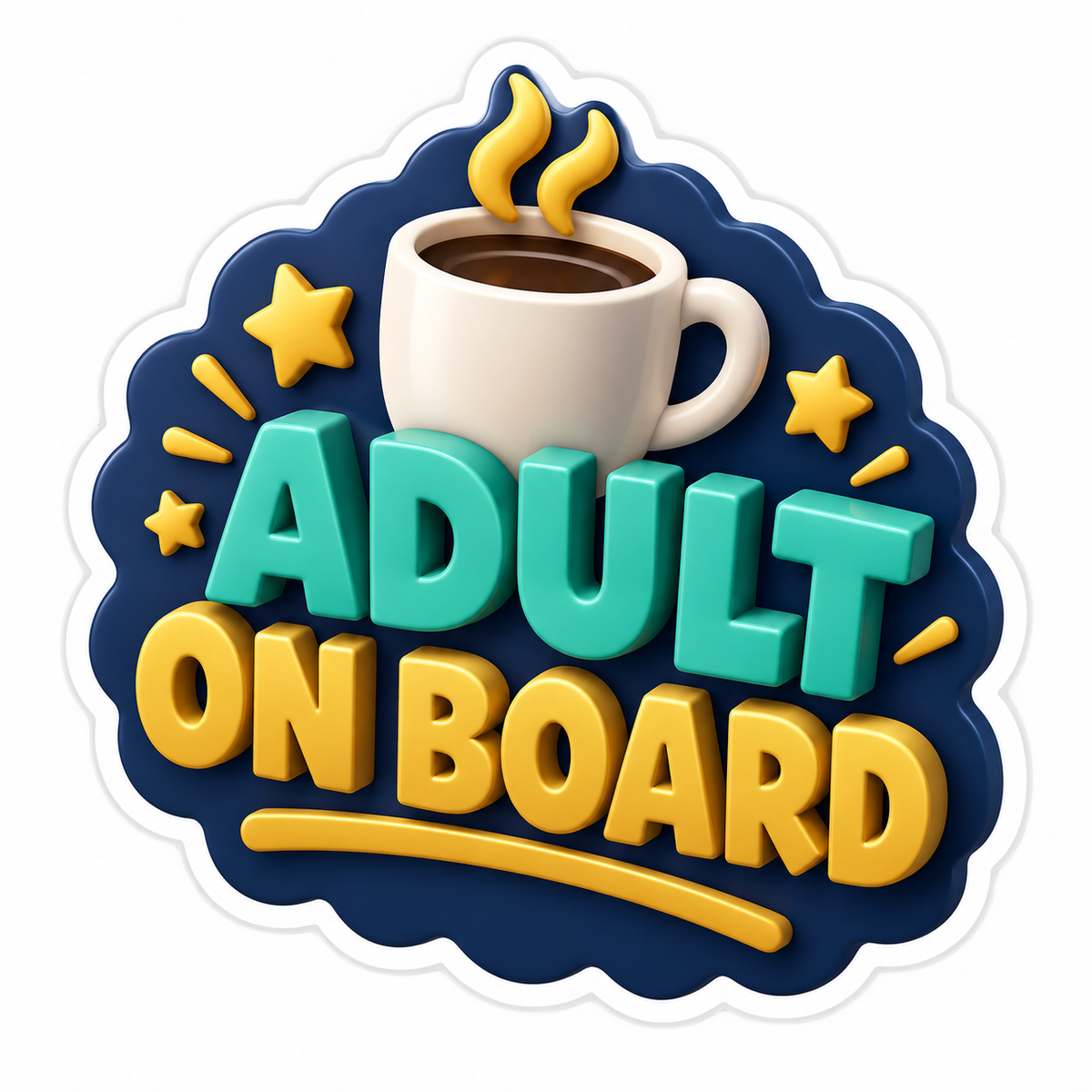 Adult On Board Teal Gold Vinyl Sticker Decal
