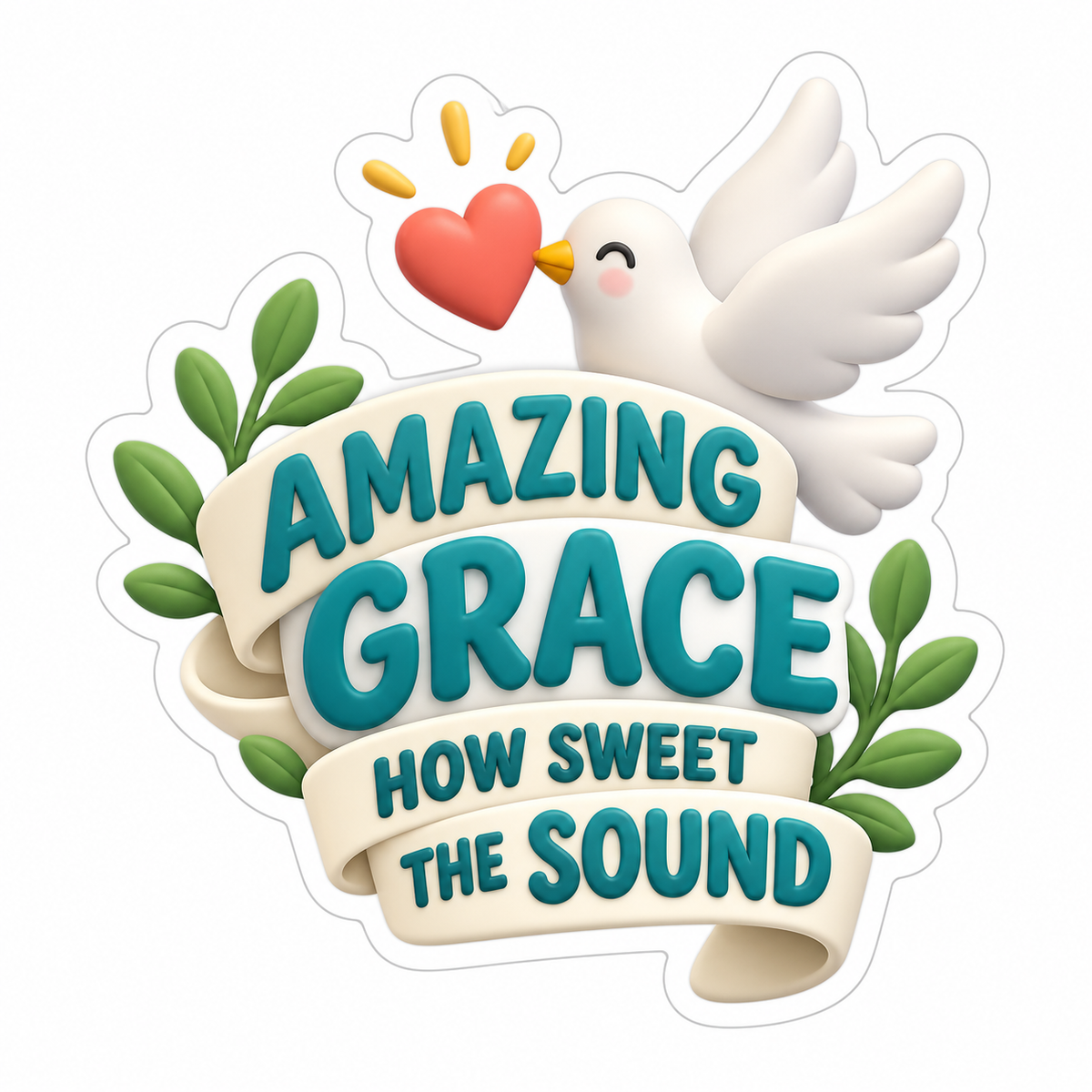 Amazing Grace How Sweet The Sound Teal Coral Vinyl Sticker Decal