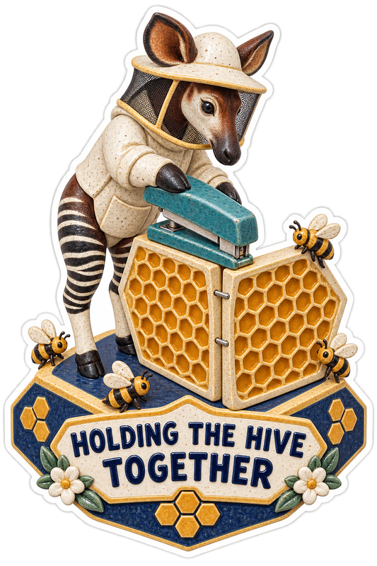 Holding the Hive Together Okapi Stapler Vinyl Sticker Decal