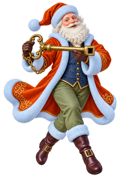 Santa Victorian Brass Roller Skate Key Vinyl Sticker Decal