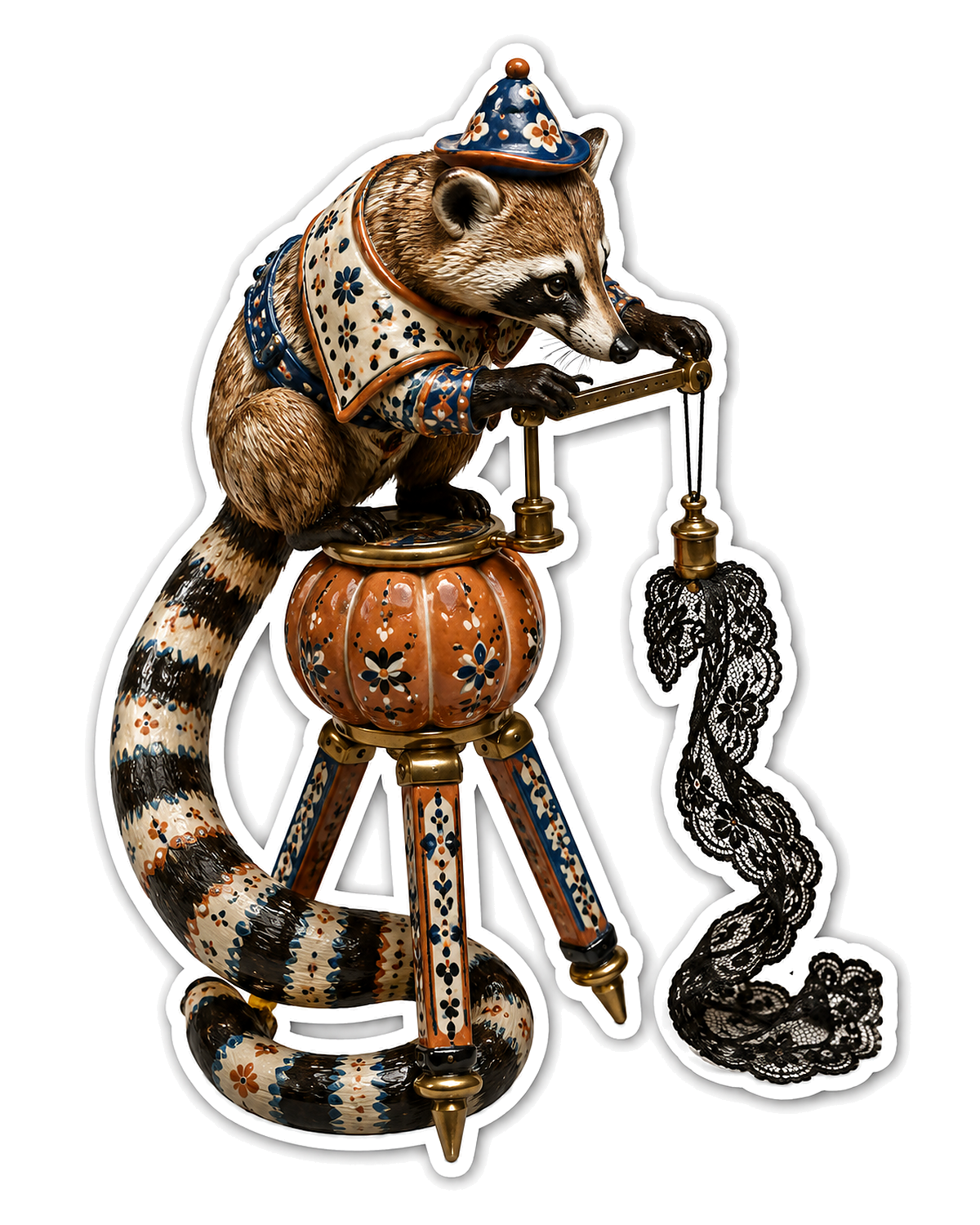 Ceramic Coati Pumpkin Lace Bobbin Surveyor Vinyl Sticker Decal