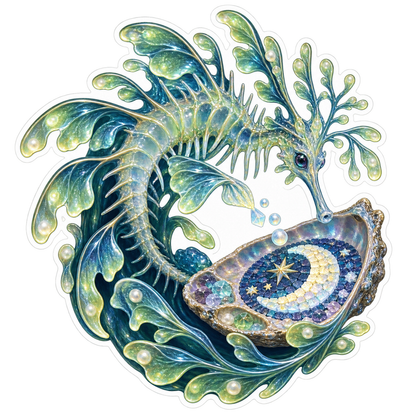 Resin Leafy Seadragon Moon Salt Mosaic Artist Vinyl Sticker Decal