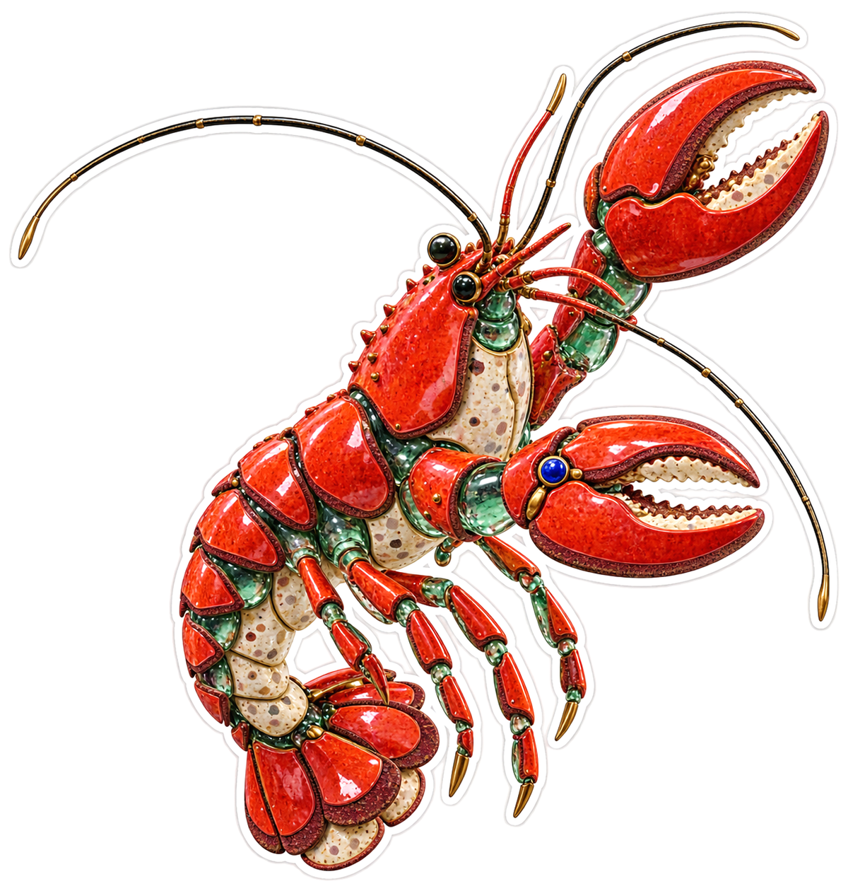 Original Coral Seaglass Lobster Vinyl Sticker Decal