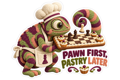 Pawn First Pastry Later Chameleon Chess Vinyl Sticker Decal