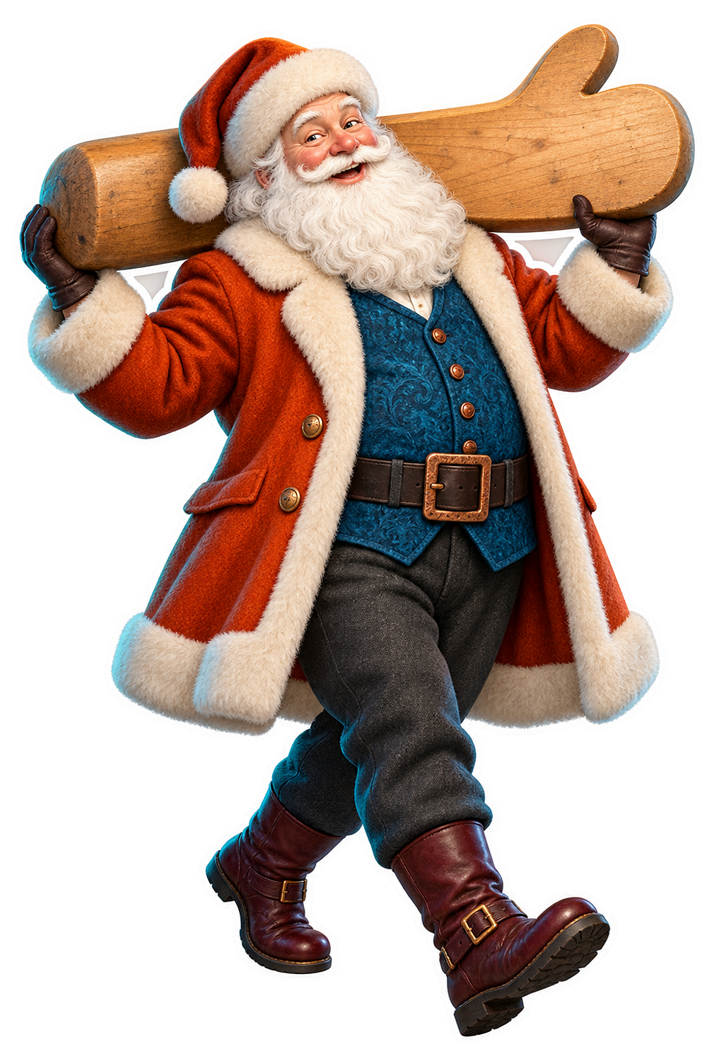 Santa Antique Maple Mitten Shaping Block Vinyl Sticker Decal
