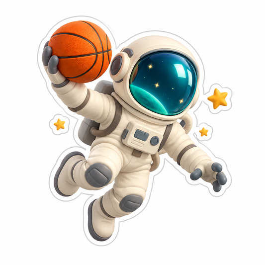 Astronaut Dunking Orange Basketball Vinyl Sticker Decal