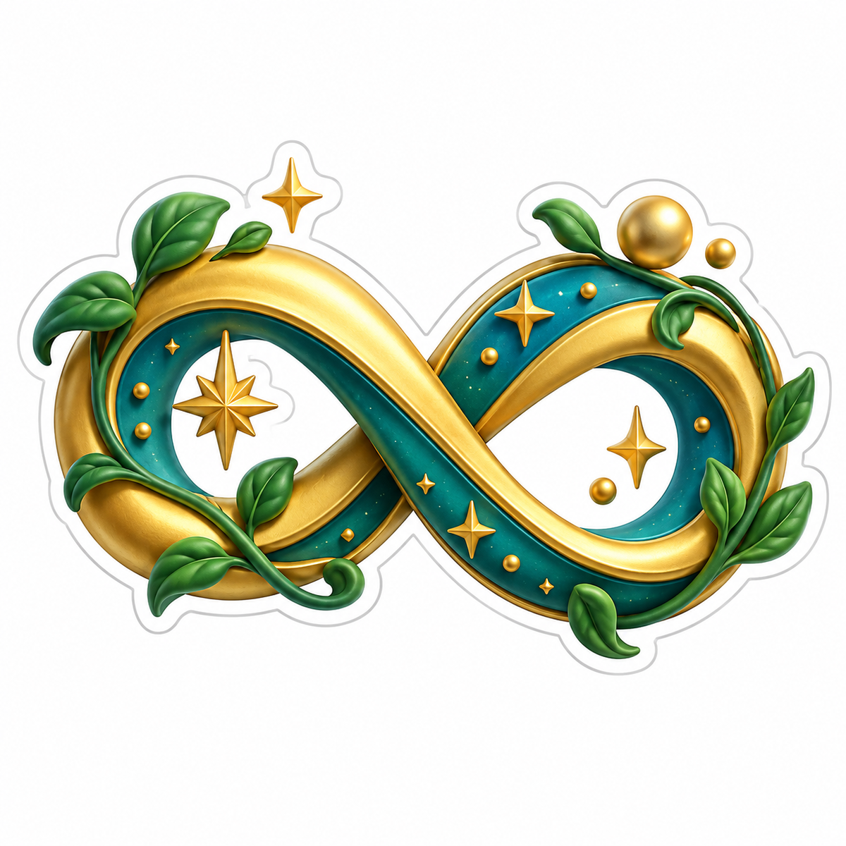 Gold Teal Infinity Loop Vinyl Sticker Decal