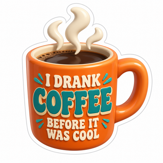 I Drank Coffee Before It Was Cool Vinyl Sticker Decal