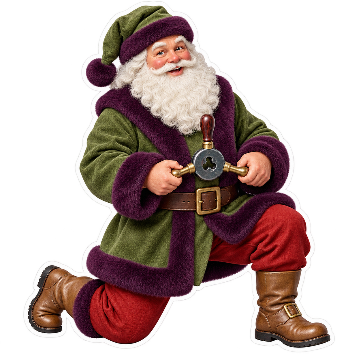 Santa Antique Steel Bicycle Spoke Thread Die Vinyl Sticker Decal