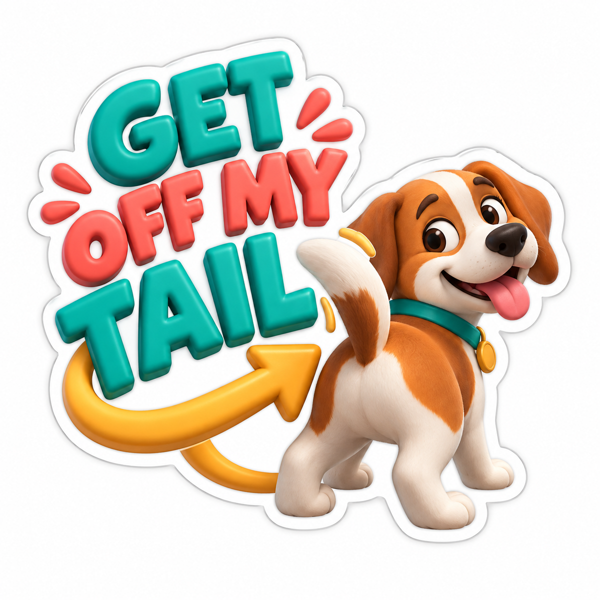 Get Off My Tail Teal Coral Vinyl Sticker Decal