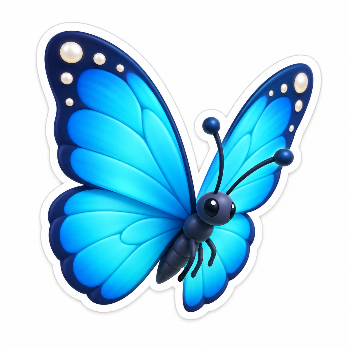 Bright Blue Butterfly with Navy Dotted Tips Vinyl Sticker Decal