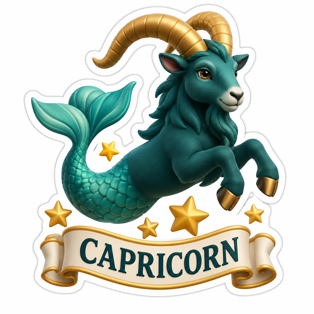Capricorn Teal Gold Vinyl Sticker Decal