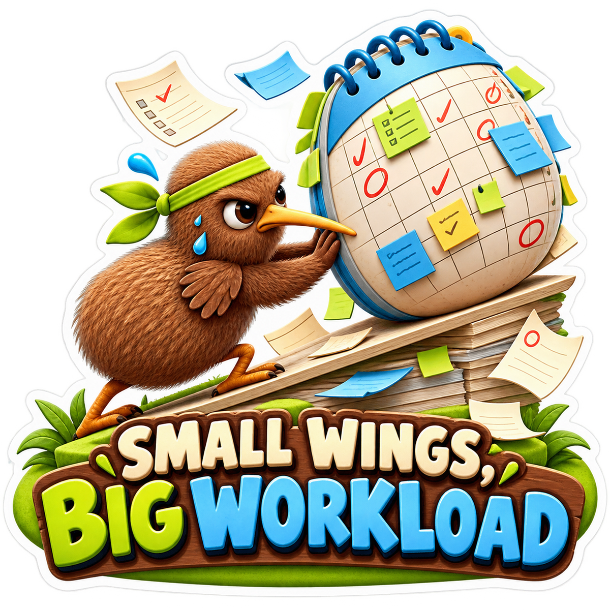 Big Workload Kiwi Vinyl Sticker Decal