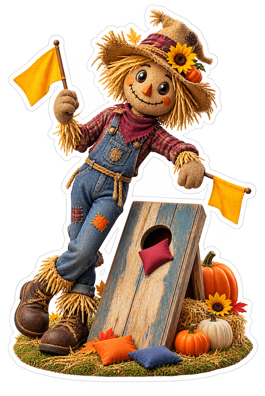 Halloween Cornhole Scarecrow Pocket Referee Vinyl Sticker Decal