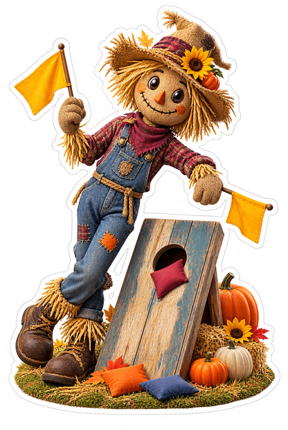 Halloween Cornhole Scarecrow Pocket Referee Vinyl Sticker Decal